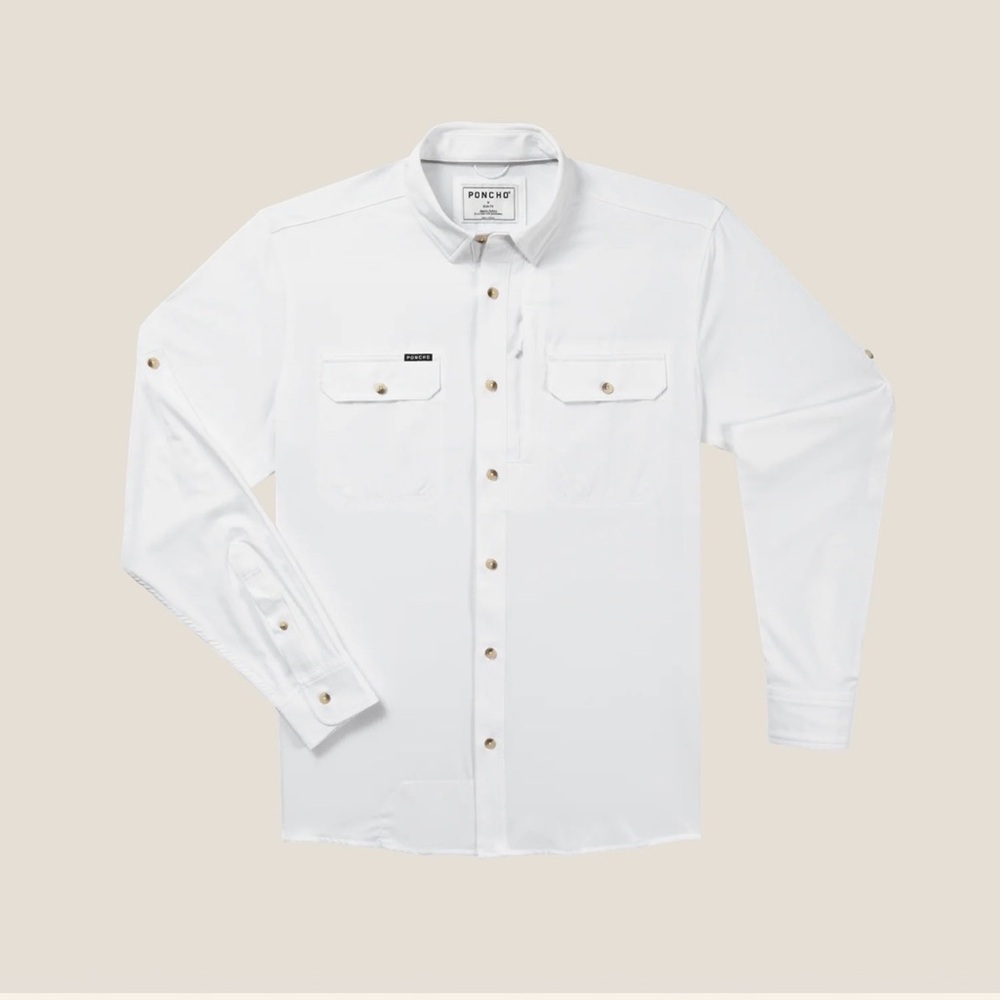 Poncho Outdoors Men's White Long Sleeve Shirt